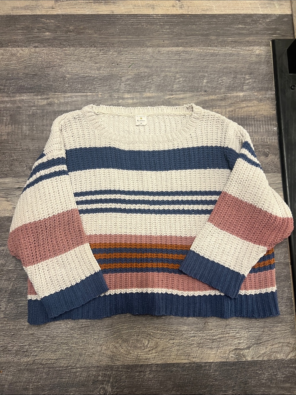 By Together Multicolor Striped Chunky Knit Sweater Medium